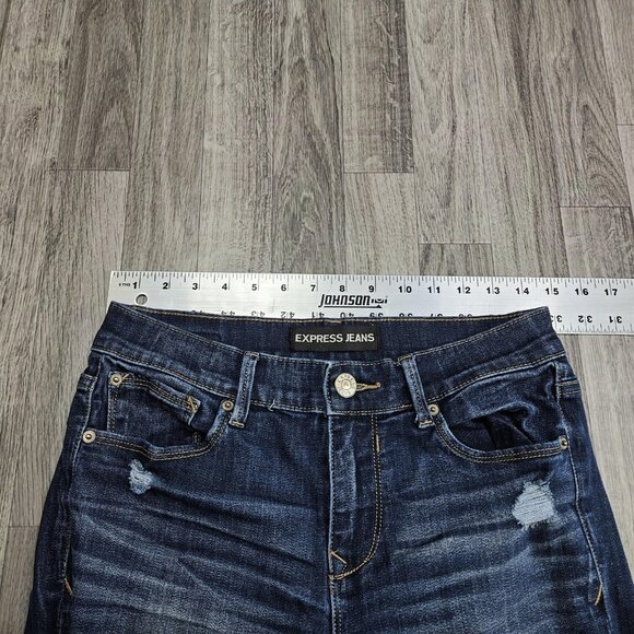 Express Jeans Pants Womens 6S Blue Distressed Legging Mid Rise Skinny Denim - Picture 9 of 13
